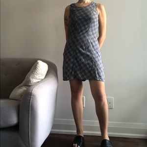 Vintage blue plaid mini dress